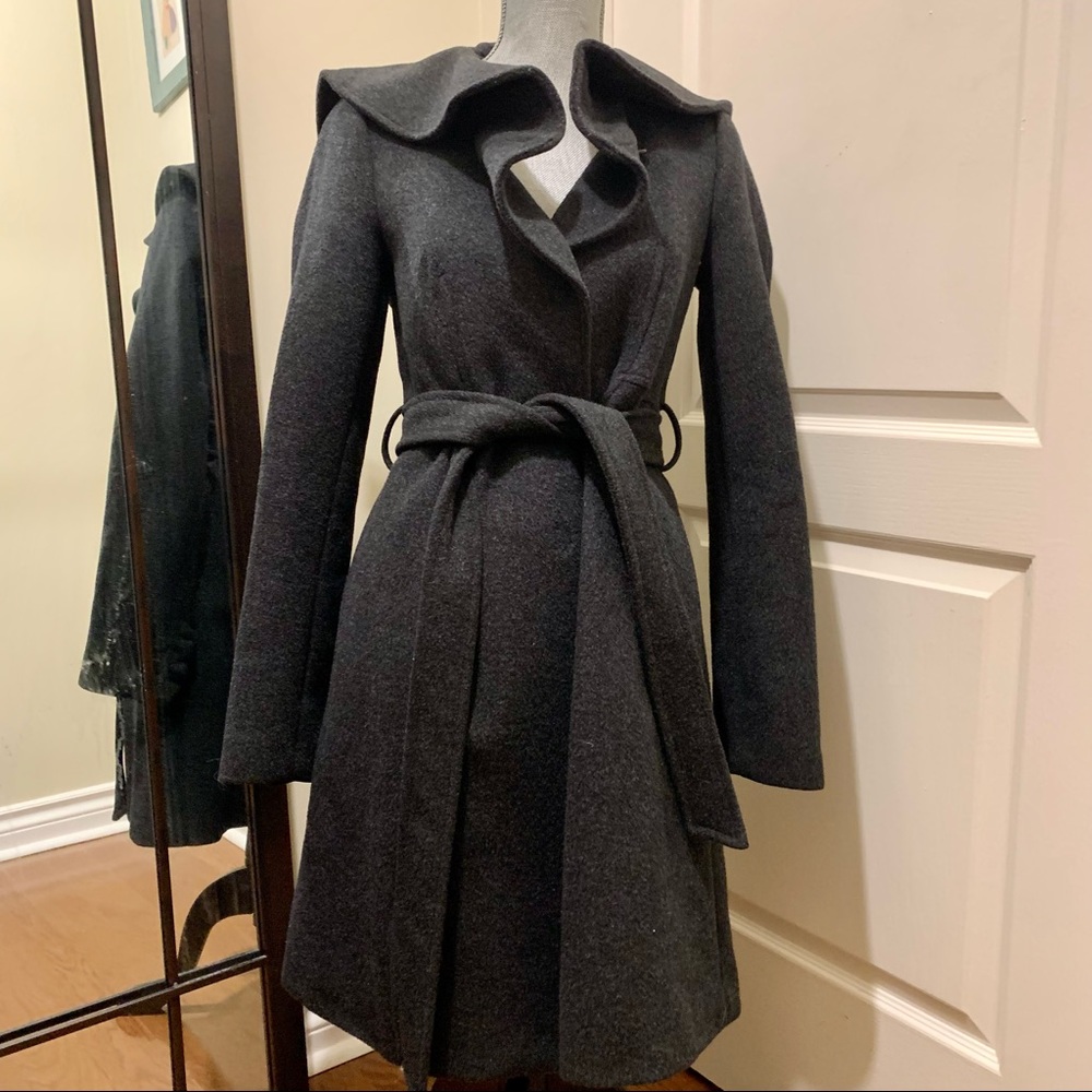 Rebecca Taylor Wool coat [size 4, charcoal grey, office, casual, luxury]